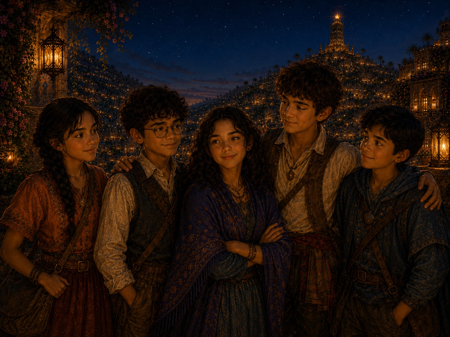 The five children of The Woven standing together